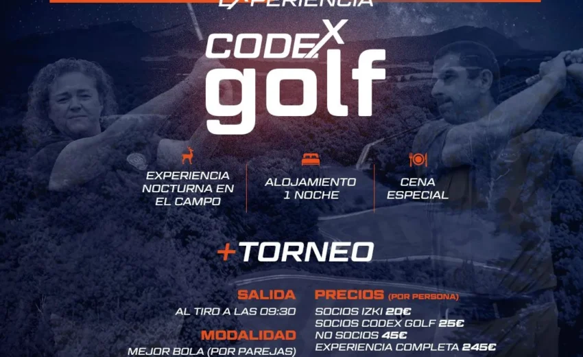 Cartel de la Experiencia CodeX Golf en Izki Golf el 7 de noviembre