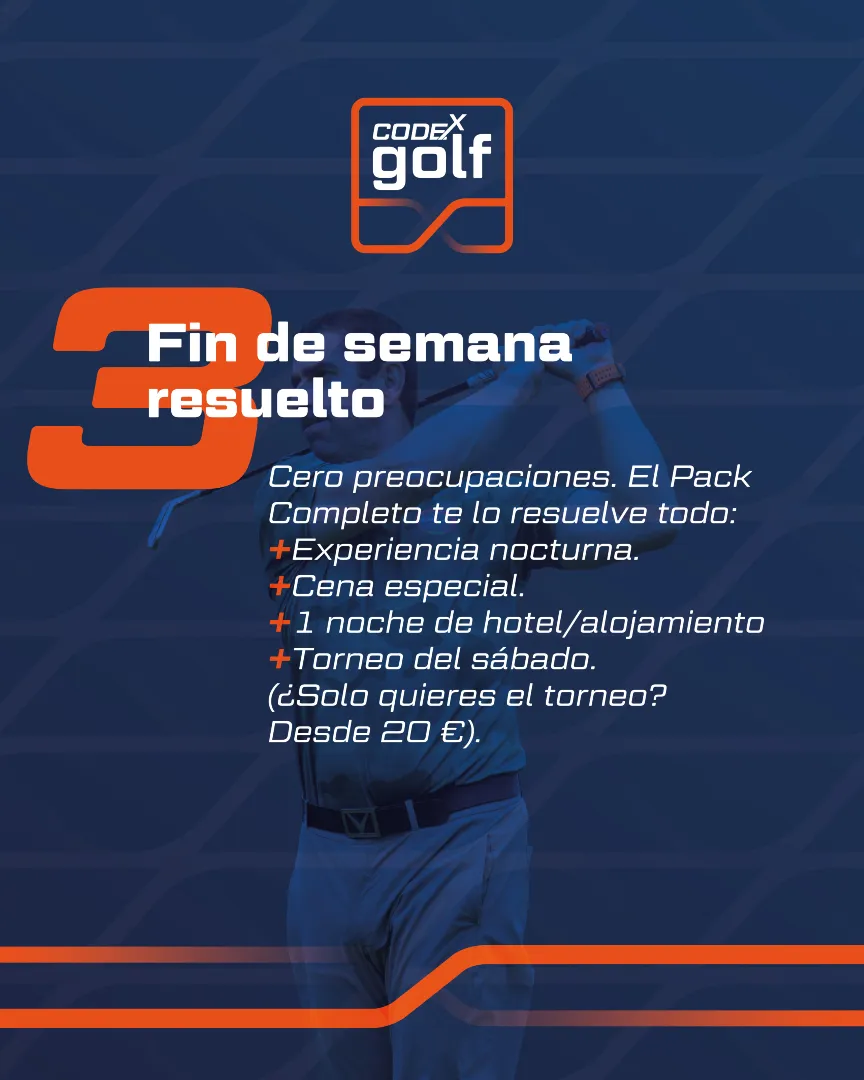 Pack completo de la Experiencia Codex Golf: cena especial, alojamiento y torneo en Izki Golf
